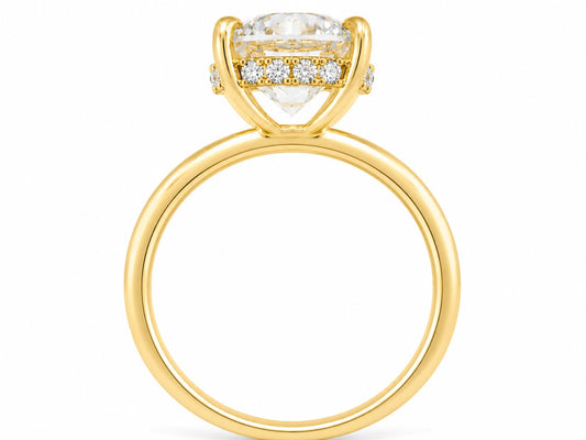 14K Yellow Gold 2.05 CT Lab Grown Round Diamond Hidden Halo Solitaire Engagement Ring