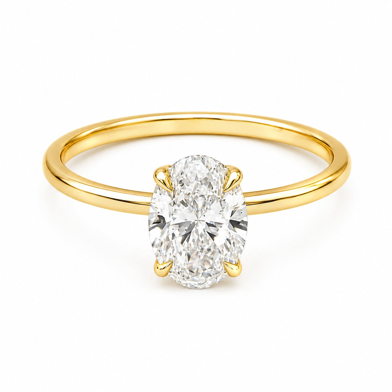 14K Yellow Gold 1.80 CT Lab Grown Oval Diamond Hidden Halo Engagement Ring