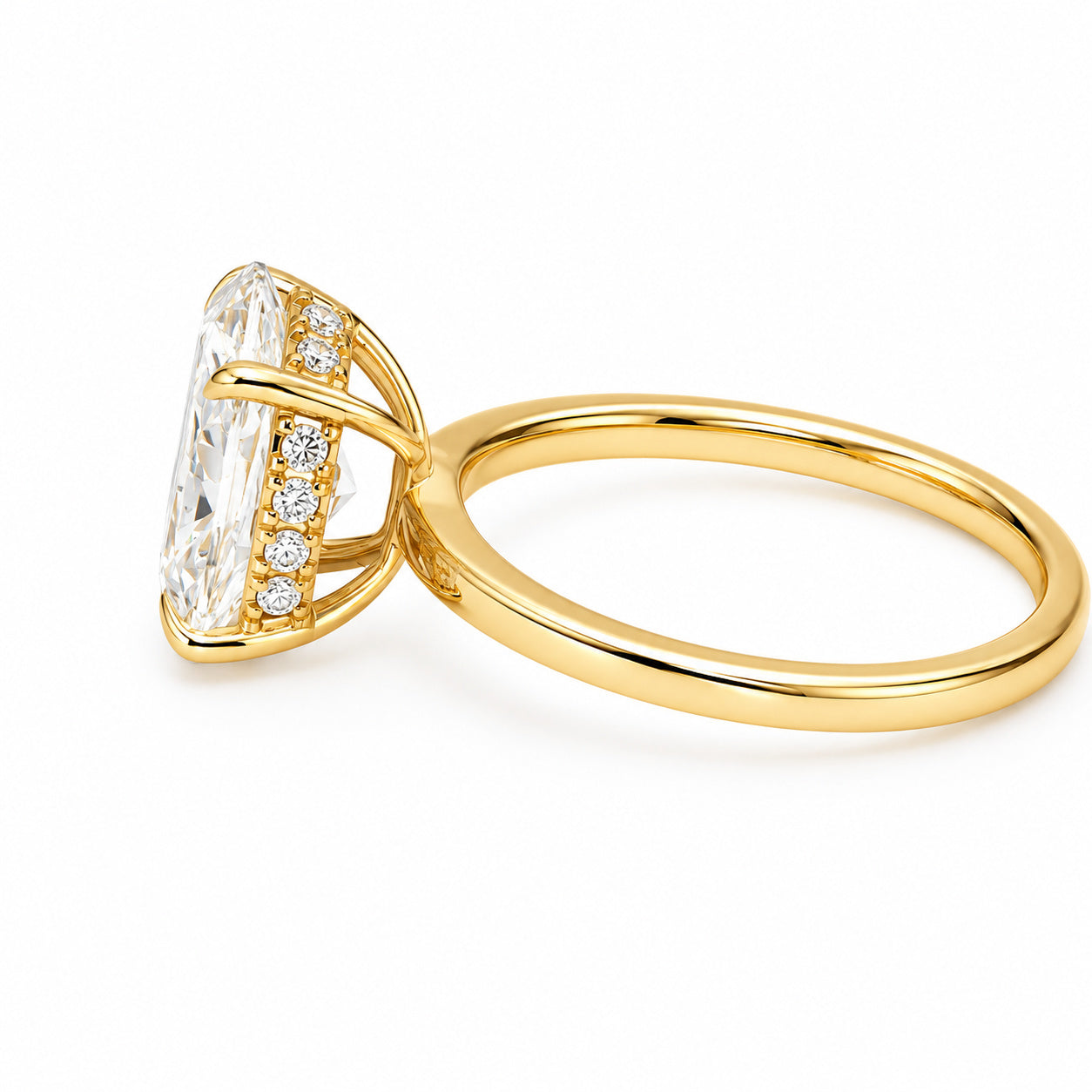 14K Yellow Gold 1.80 CT Lab Grown Oval Diamond Hidden Halo Engagement Ring