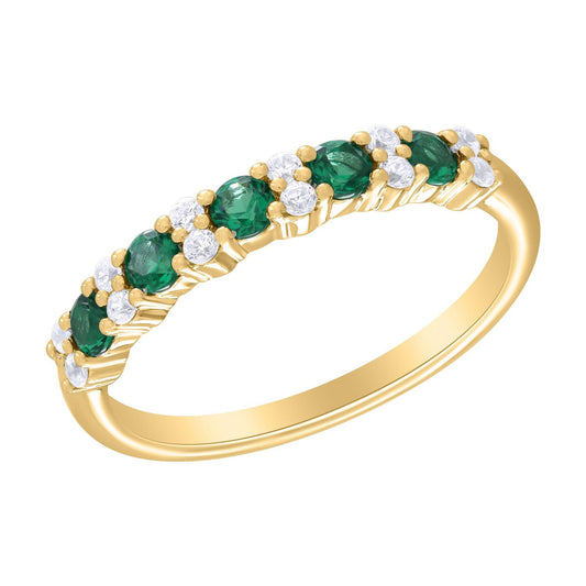 Color Stone And Diamond Station Band Ring