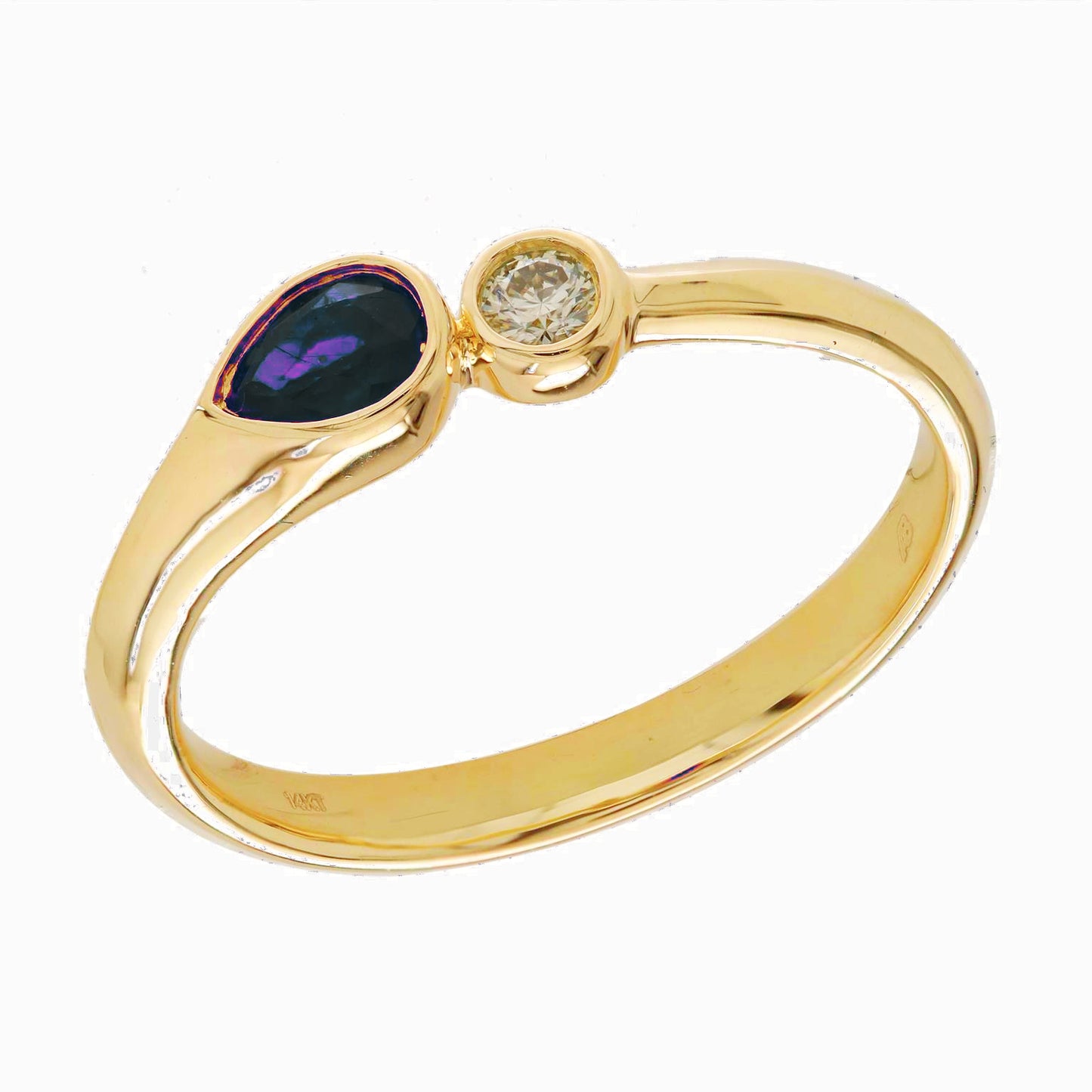 Toi Et Moi Pear Gemstone & Diamond Ring – Bezel Set