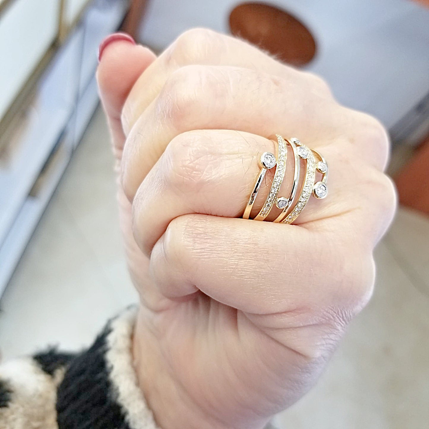 Diamond Swirl Statement Ring