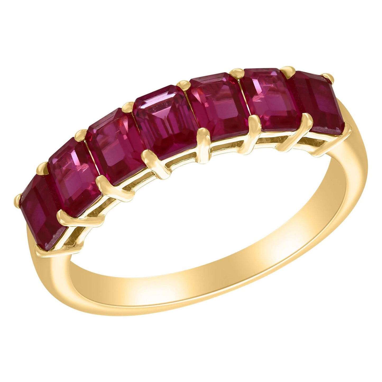 Step Cut Precious Color Stone Anniversary Ring