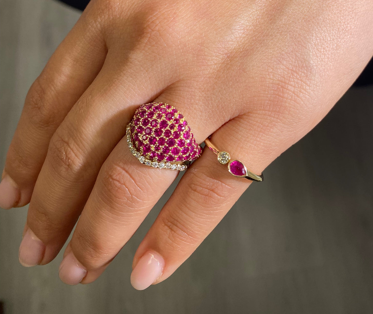 Toi Et Moi Pear Color Stone Gemstone & Diamond Ring – Bezel Set