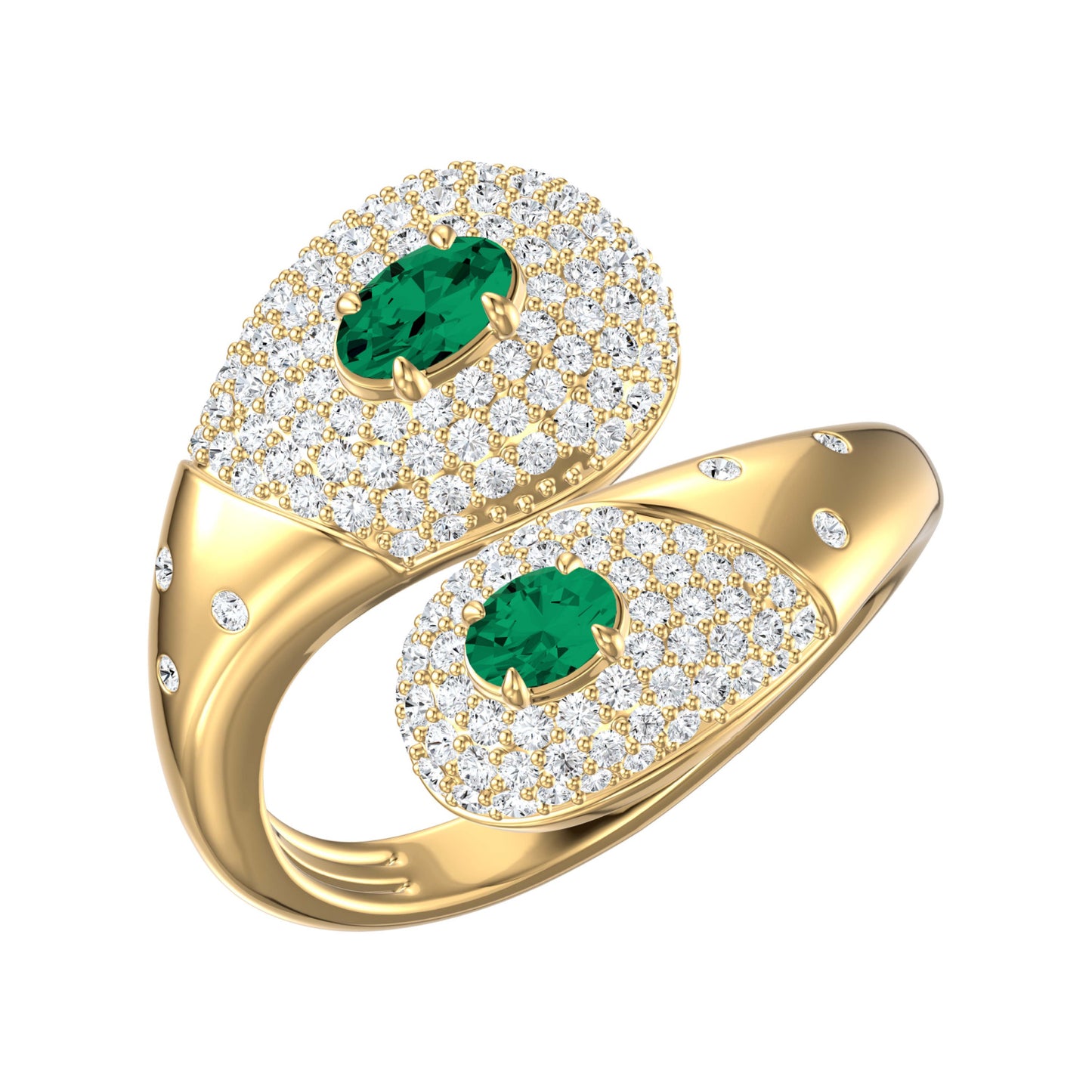 Statement Toi Et Moi Diamond Pave and Color Stone Ring