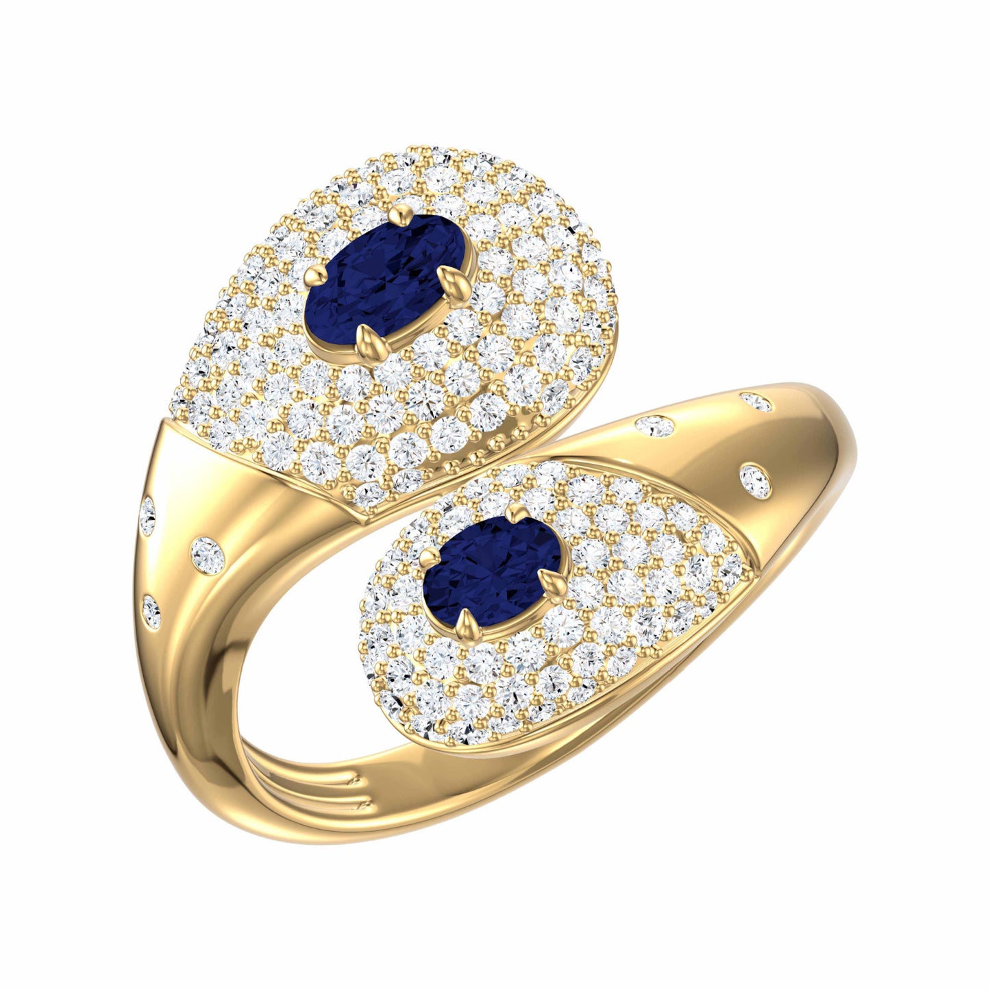 Statement Toi Et Moi Diamond Pave and Color Stone Ring