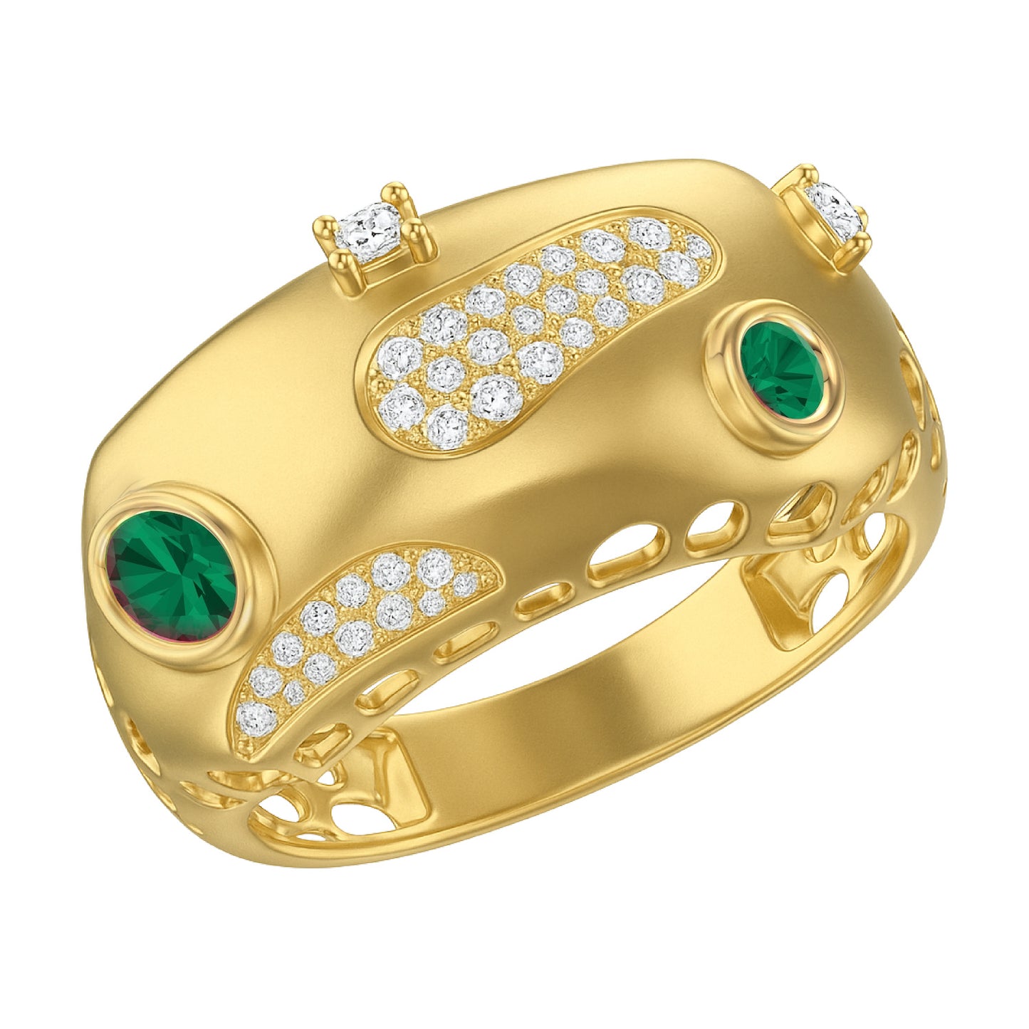 Retro Dome Diamond Pave And Color Stone Statement Ring