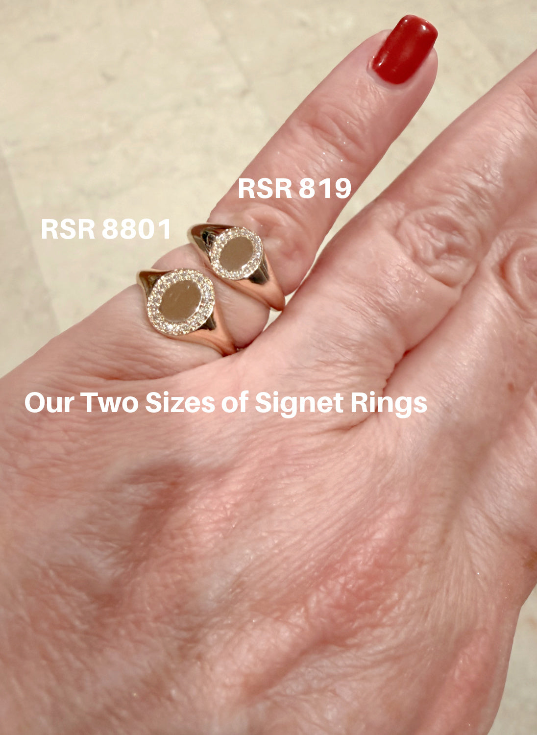 Petite Pave Diamond Engravable Signet Pinky Ring