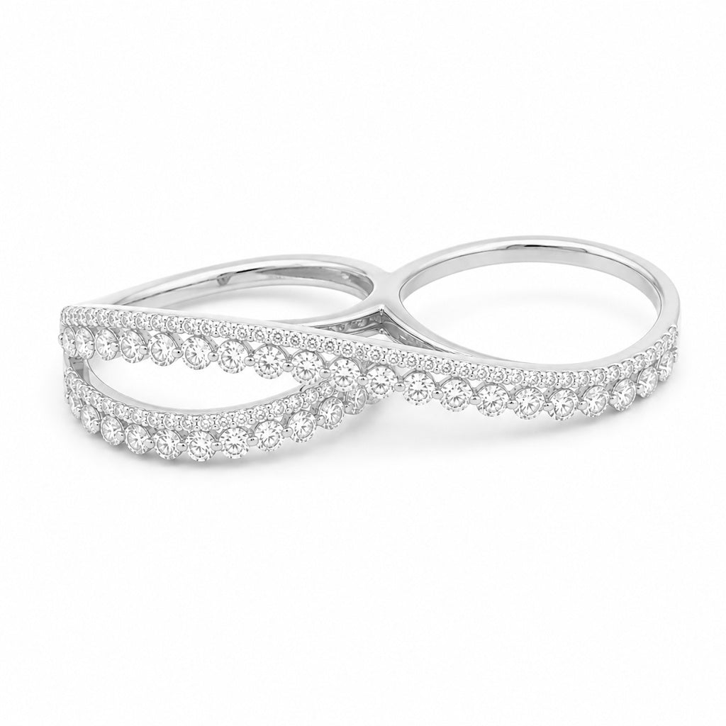 Diamond Two-Finger Ribbon Wrap Ring