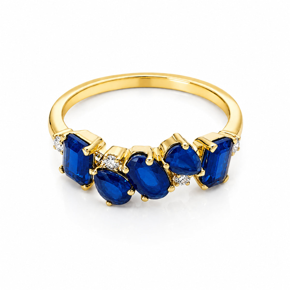 Multi Shape Cut Color Stone Diamond Ring
