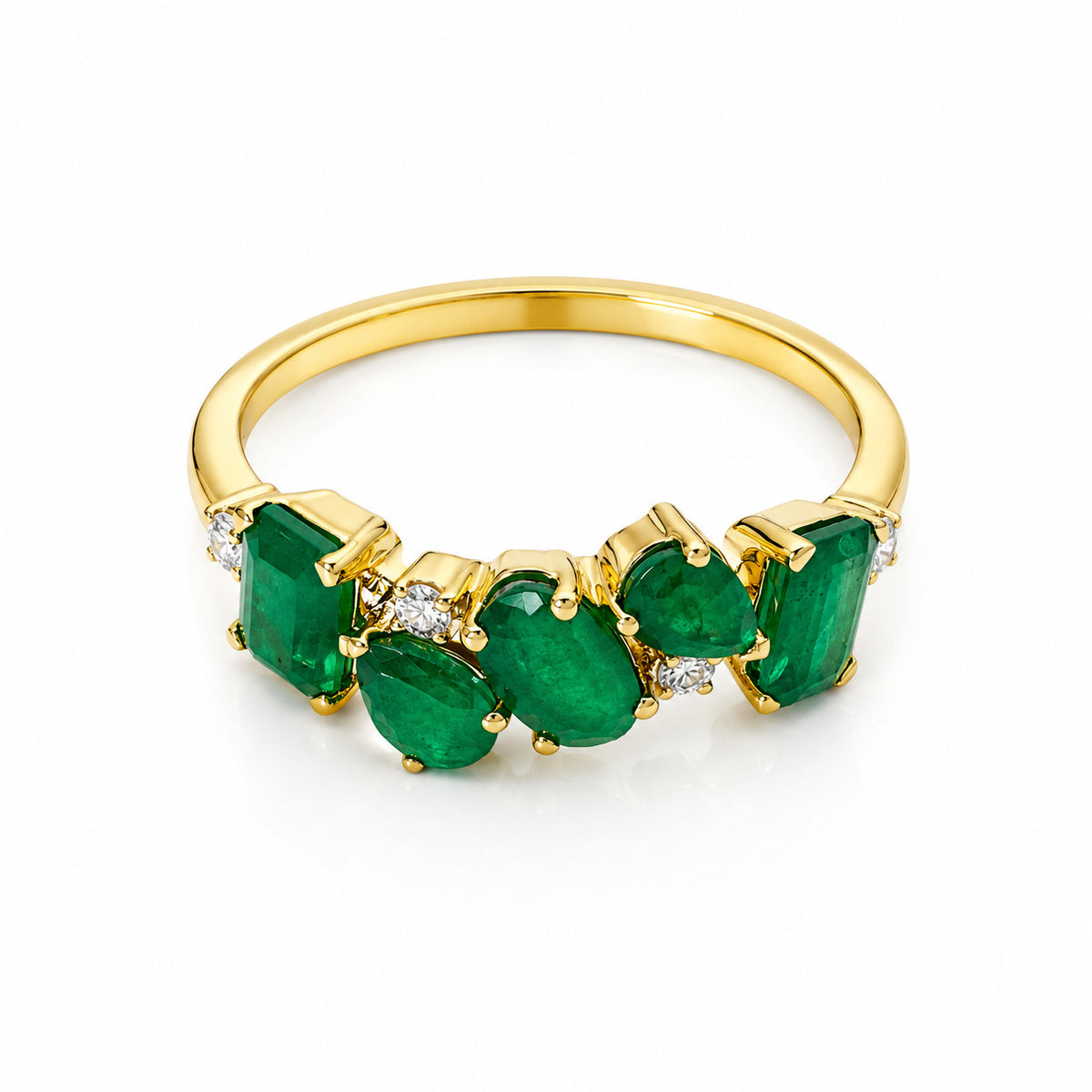 Multi Shape Cut Color Stone Diamond Ring