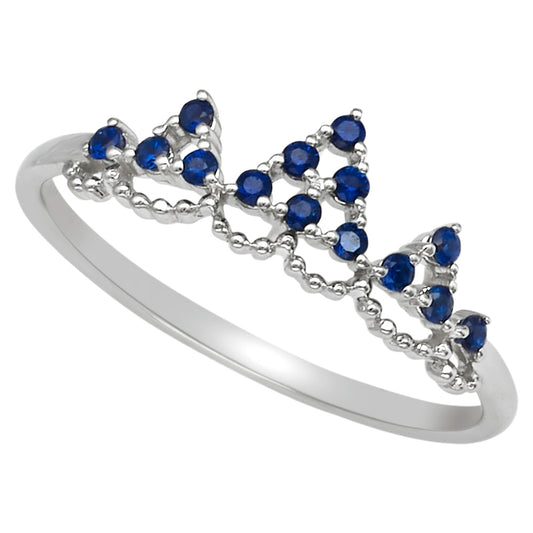 Blue Sapphire Crown Shape Ring