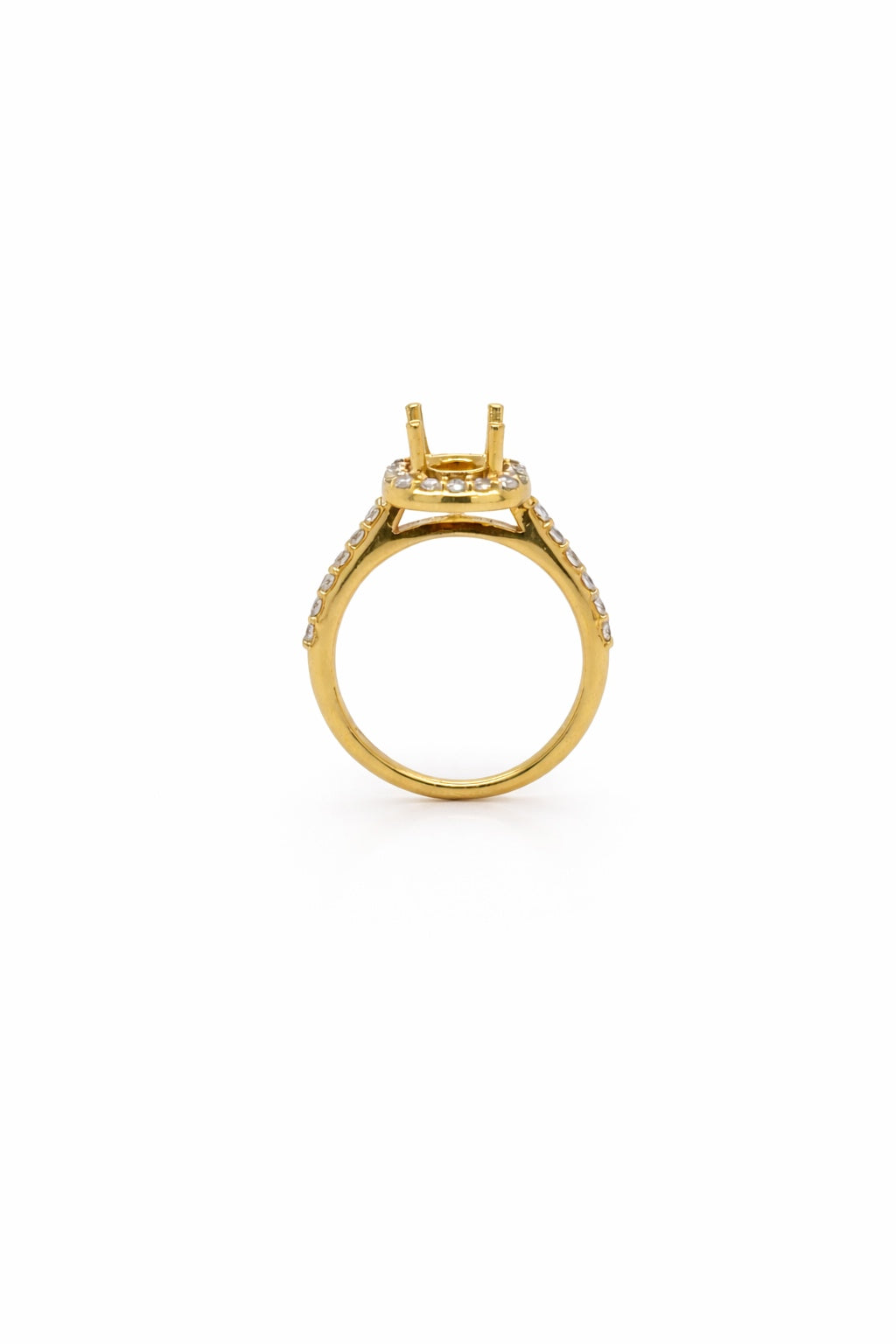 18K Yellow Gold Diamond Halo Engagement Ring Setting