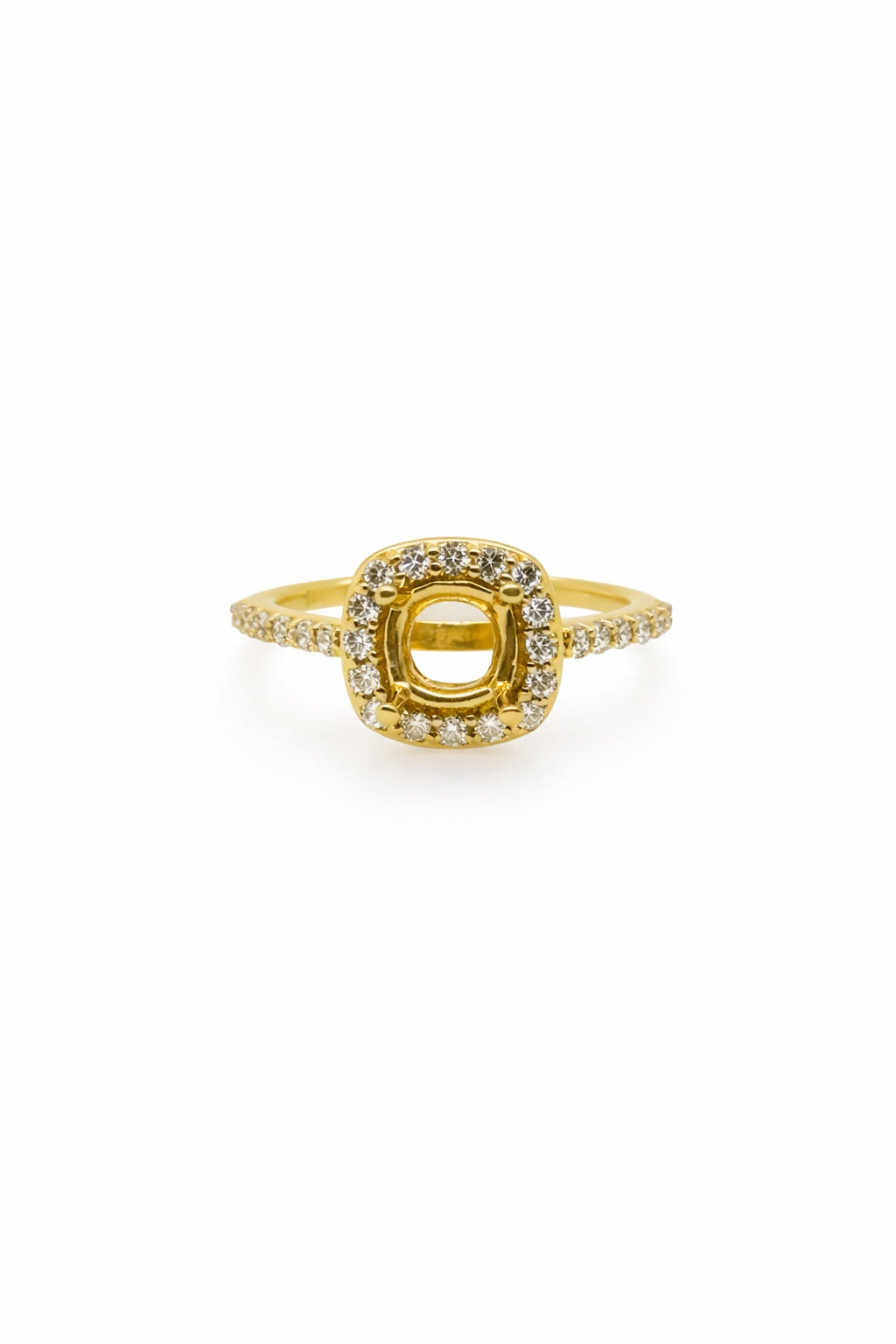 18K Yellow Gold Diamond Halo Engagement Ring Setting