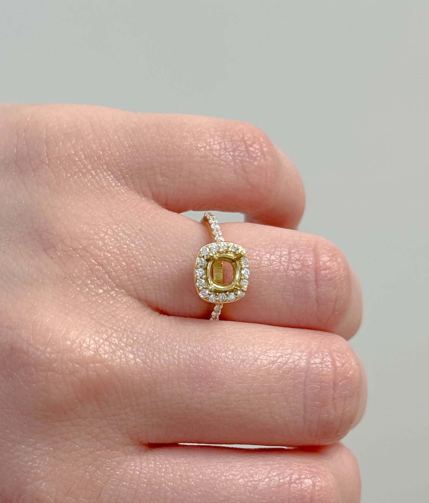 18K Yellow Gold Diamond Halo Engagement Ring Setting