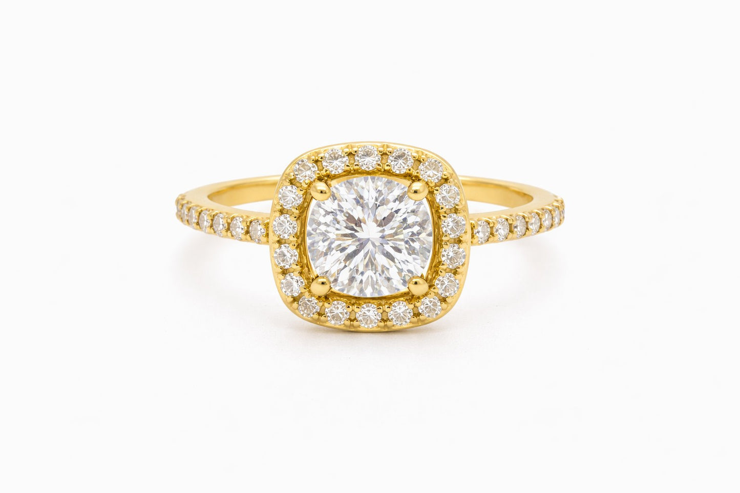 18K Yellow Gold Diamond Halo Engagement Ring Setting