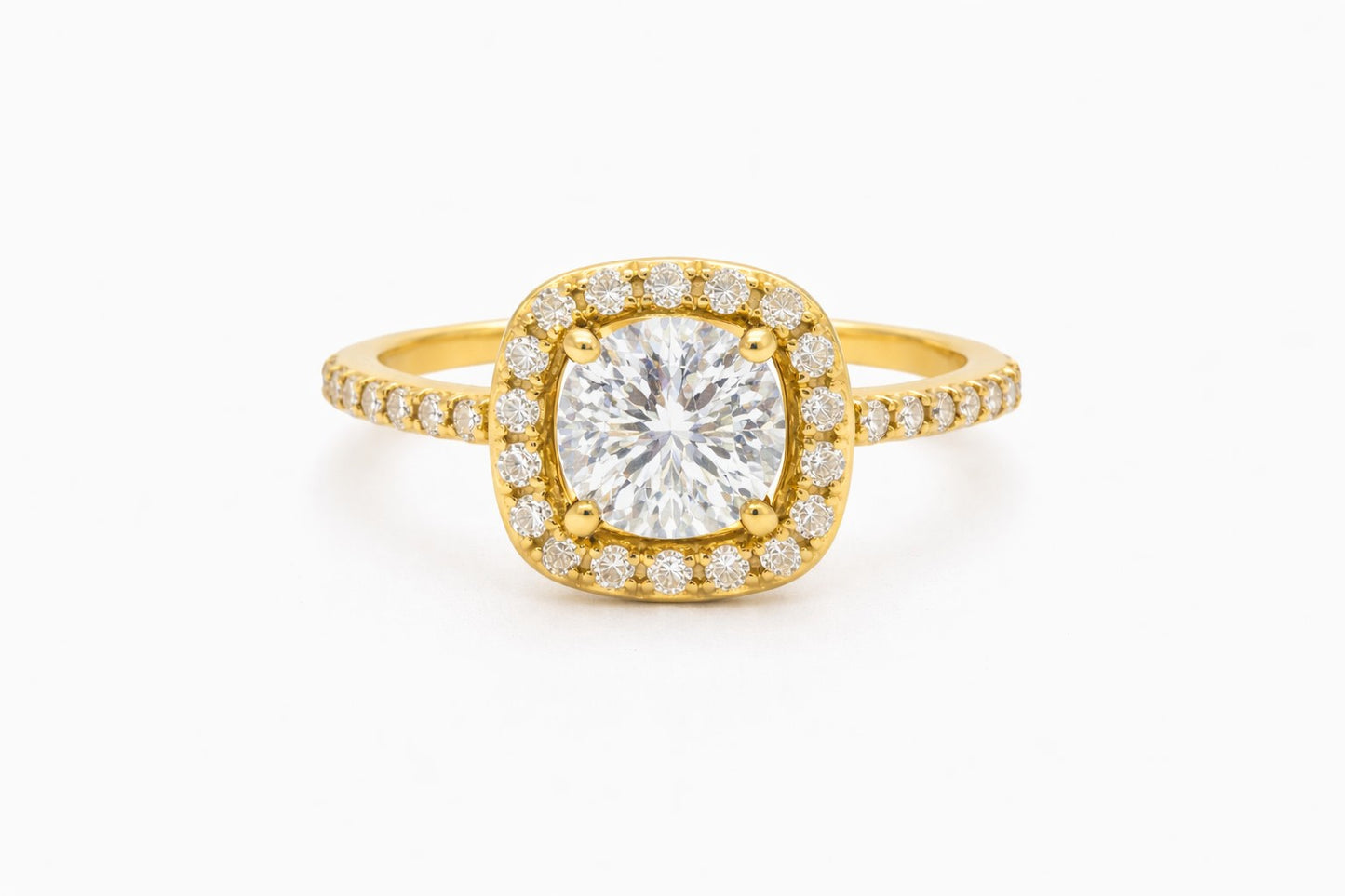 18K Yellow Gold Diamond Halo Engagement Ring Setting