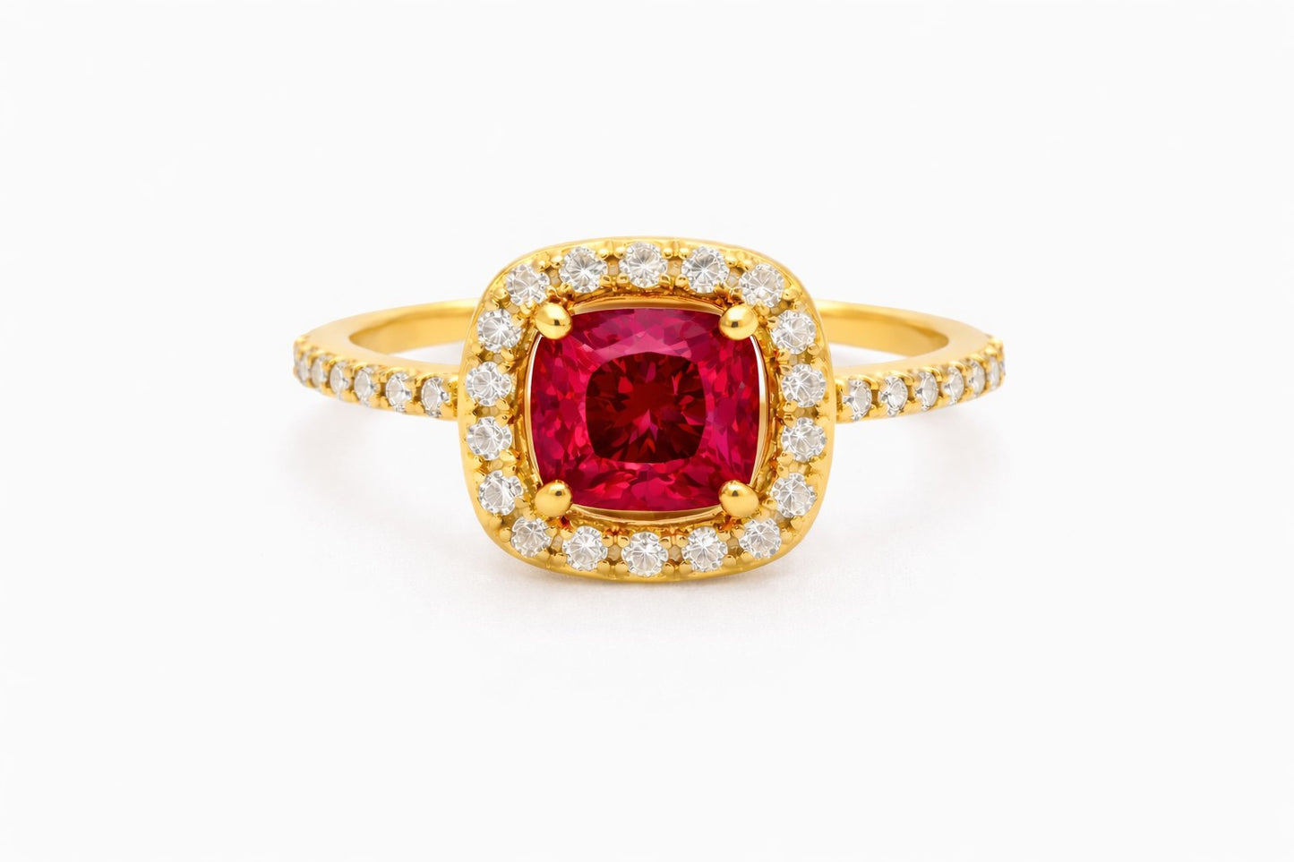 18K Yellow Gold Diamond Halo Engagement Ring Setting