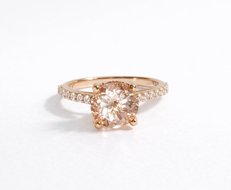 18K Rose Gold Morganite & Diamond Engagement Ring