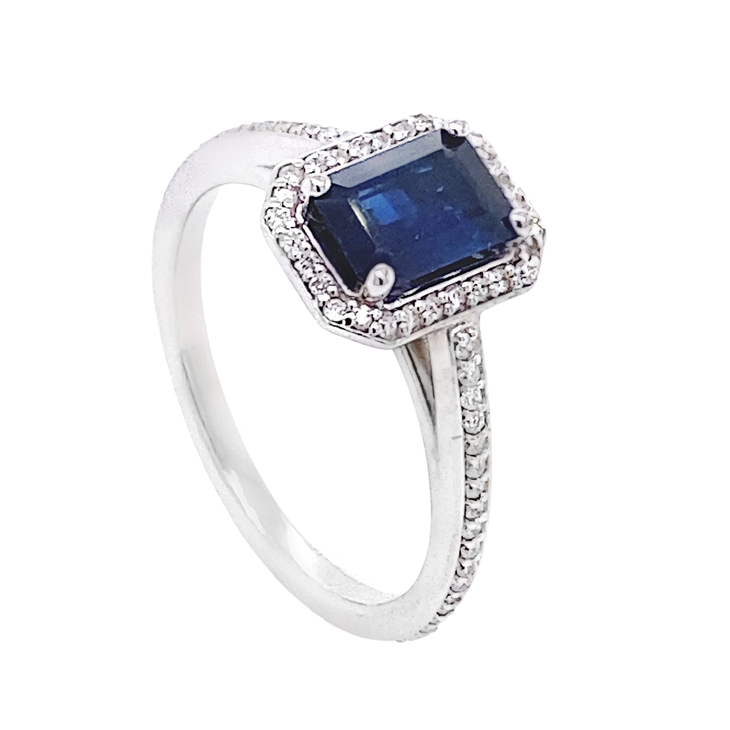 Adelia Halo Sapphire and Diamond Ring