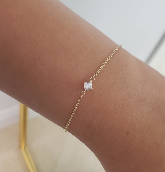 Single Solitaire Cubic Zirconia Bracelet