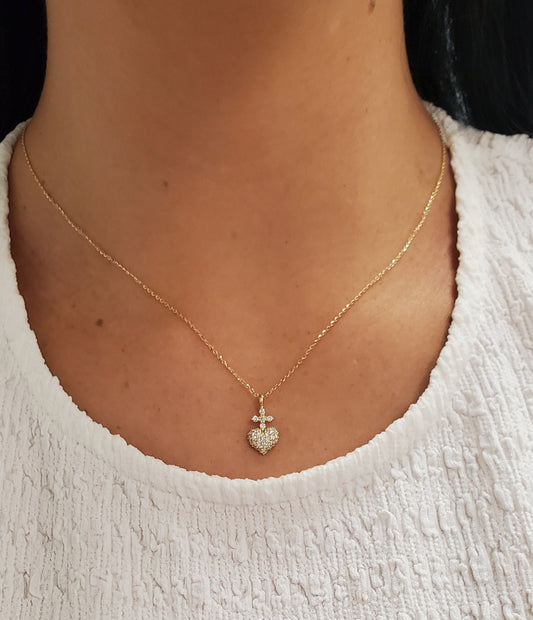 Diamond Pave Sacred Heart Pendant Necklace