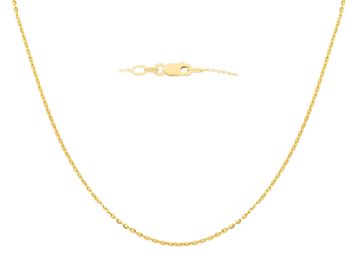 Gold chain necklace on a white background