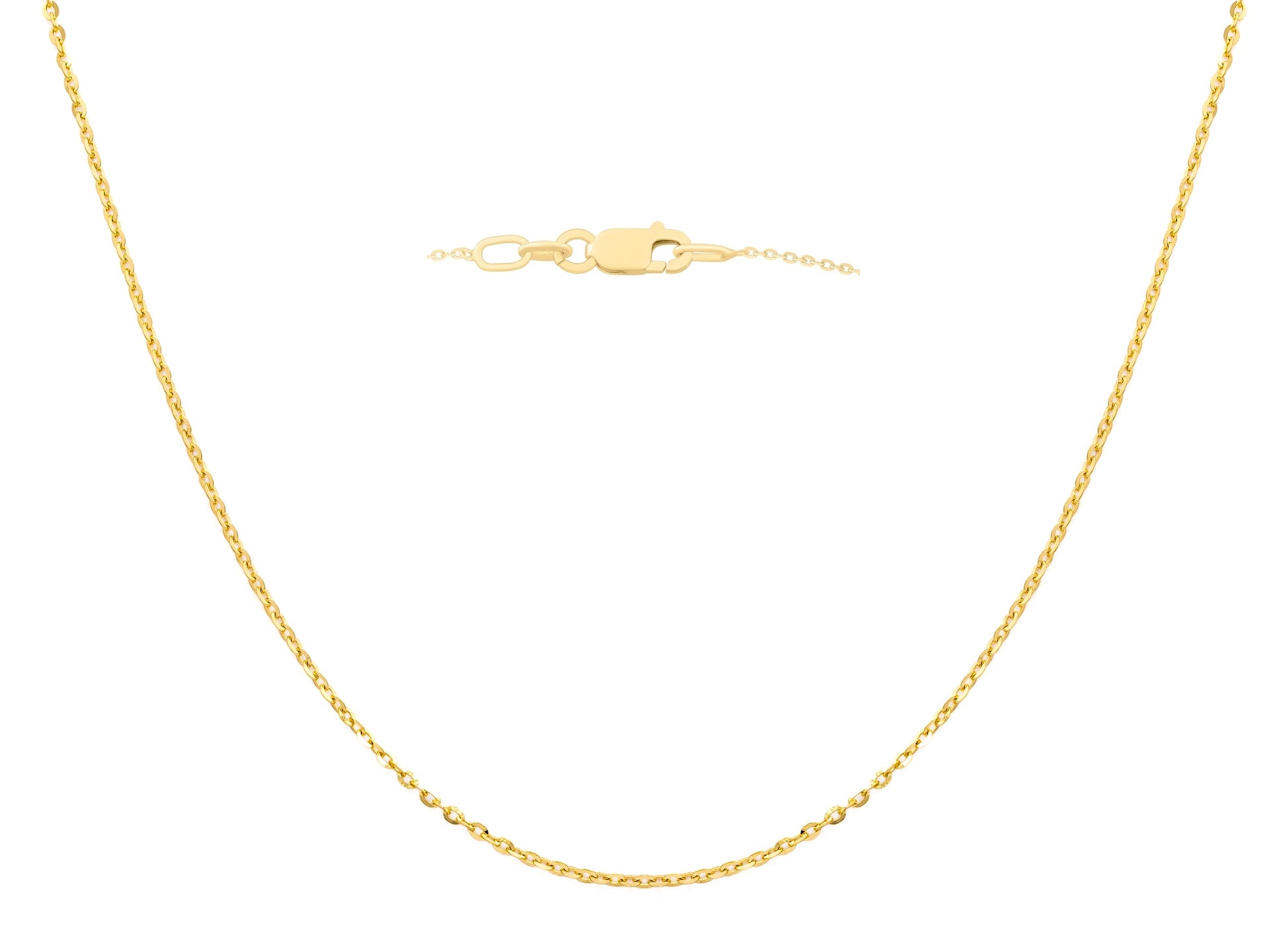 Gold chain necklace on a white background