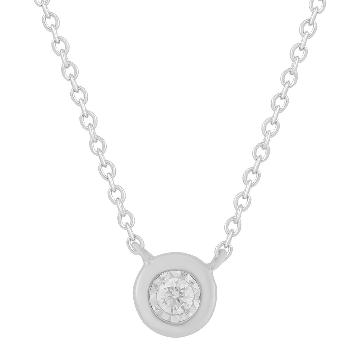 Dainty Bezel Set Diamond Illusion Solitaire Necklace