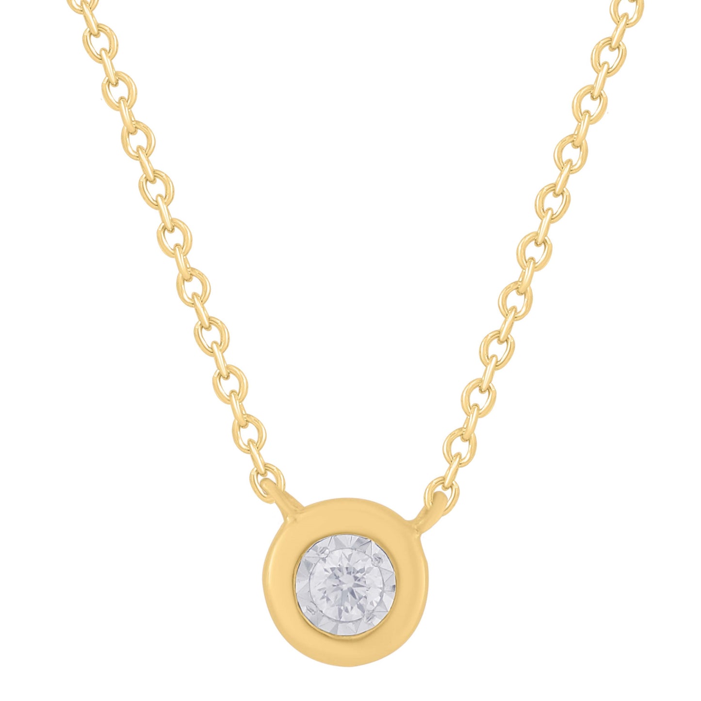 Dainty Bezel Set Diamond Illusion Solitaire Necklace