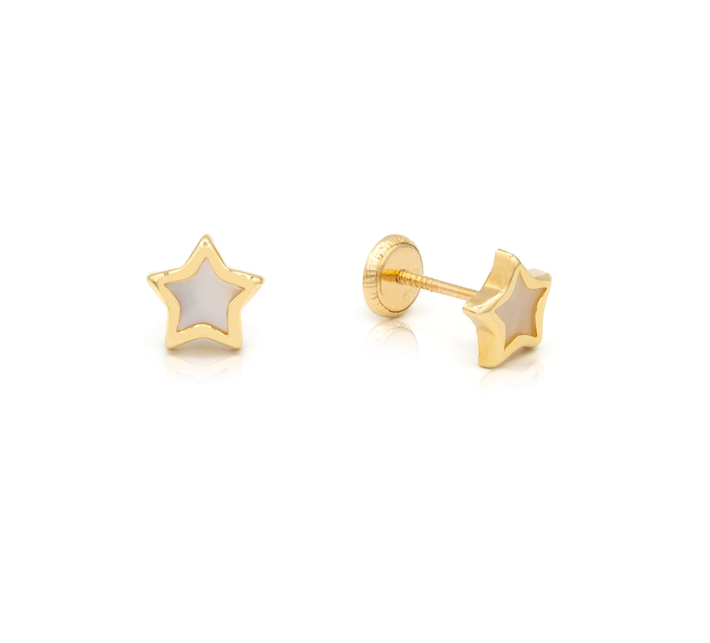 7mm Mother of Pearl Star Earrings 14K Gold
