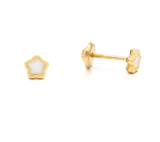 14K Yellow Gold Mother of Pearl Earrings