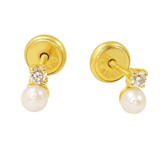 Mini Pearl And CZ Baby Earrings