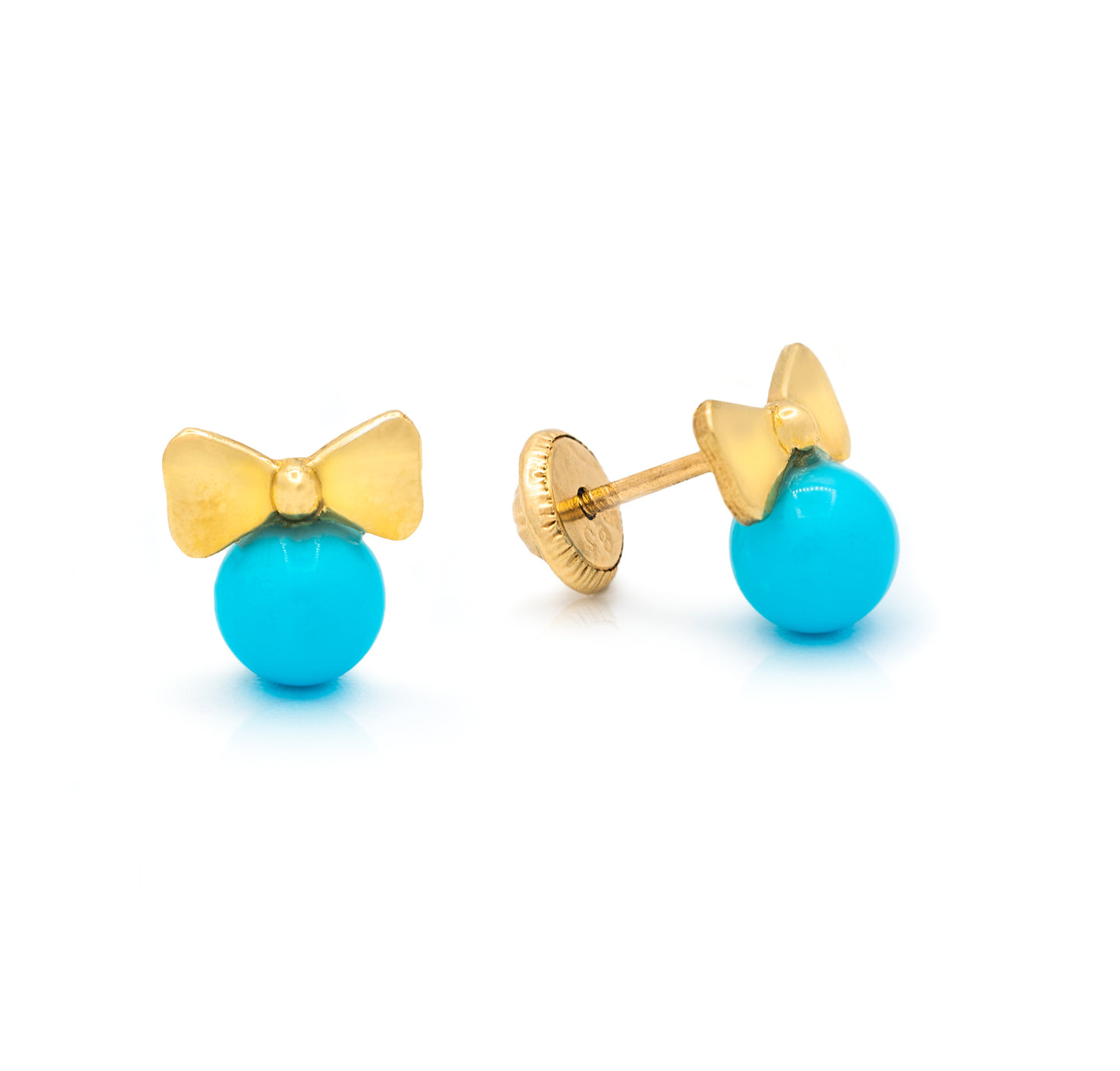 Pearl or Turquoise Bow Design Earrings