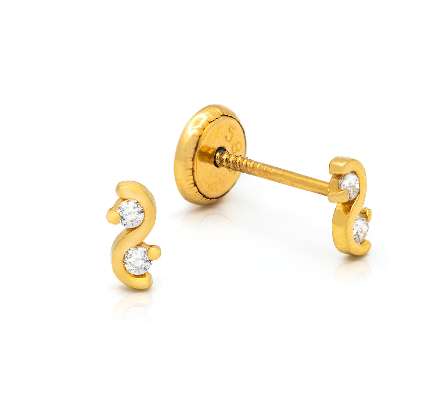 14K Gold You and Me Baby Earring