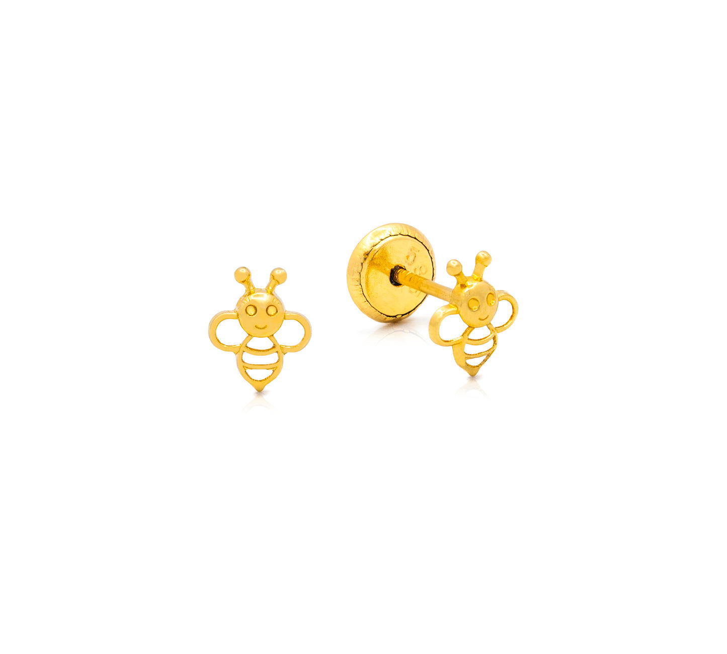 14K Gold Bumble Bee Baby Earrings