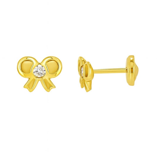 Mini Bow Baby Earrings with CZ Center