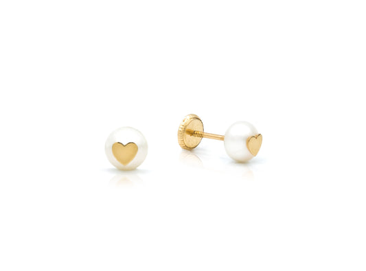 Heart, Flower or Star on Pearl Earring 14K Gold