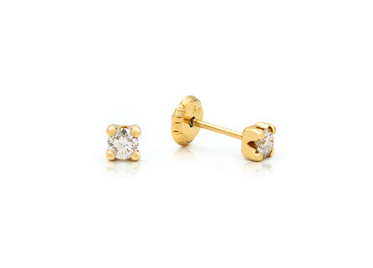 14KY Gold Single diamond Baby Earring