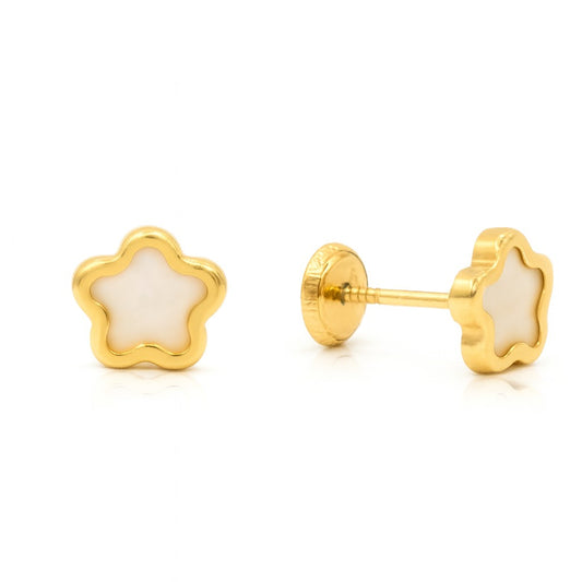 Mother of Pearl Flower Earrings (7.0mm)