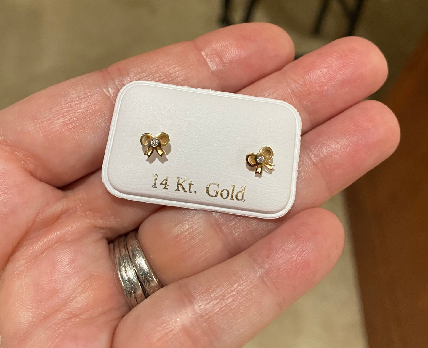 Mini Bow Baby Earrings with CZ Center