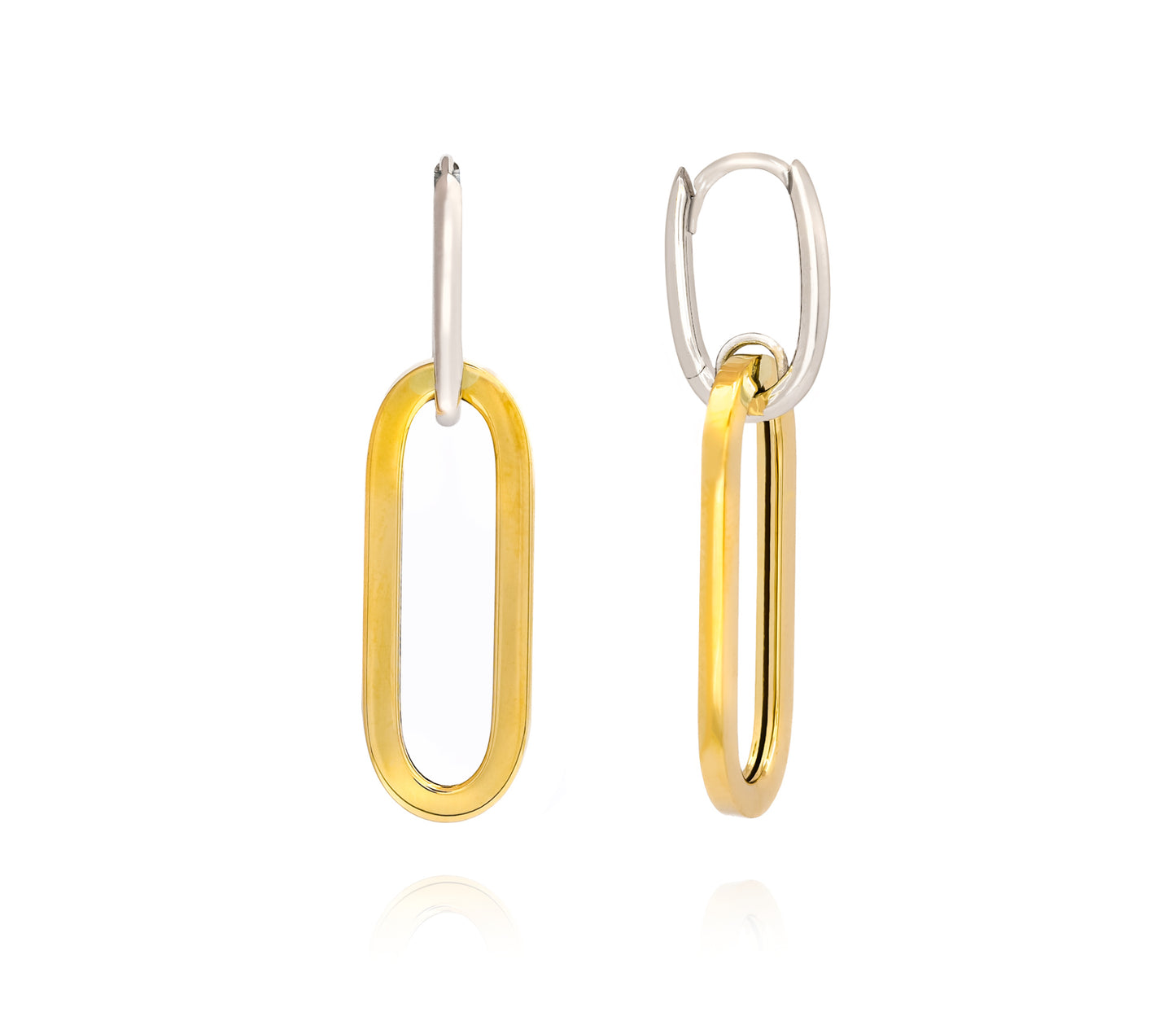 Large Two-Tone Paper Clip Dangle Earrings