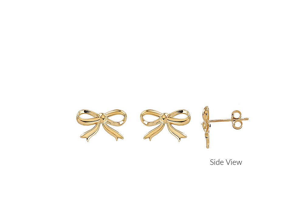 14K Gold Bow  Earrings 8mm