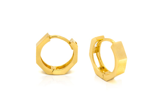 14K Gold Faceted Huggies Thick