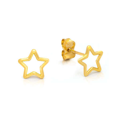14K Gold Open Stars Earrings