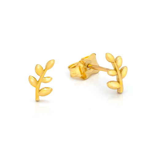 14K Gold Small Leaves Earrings