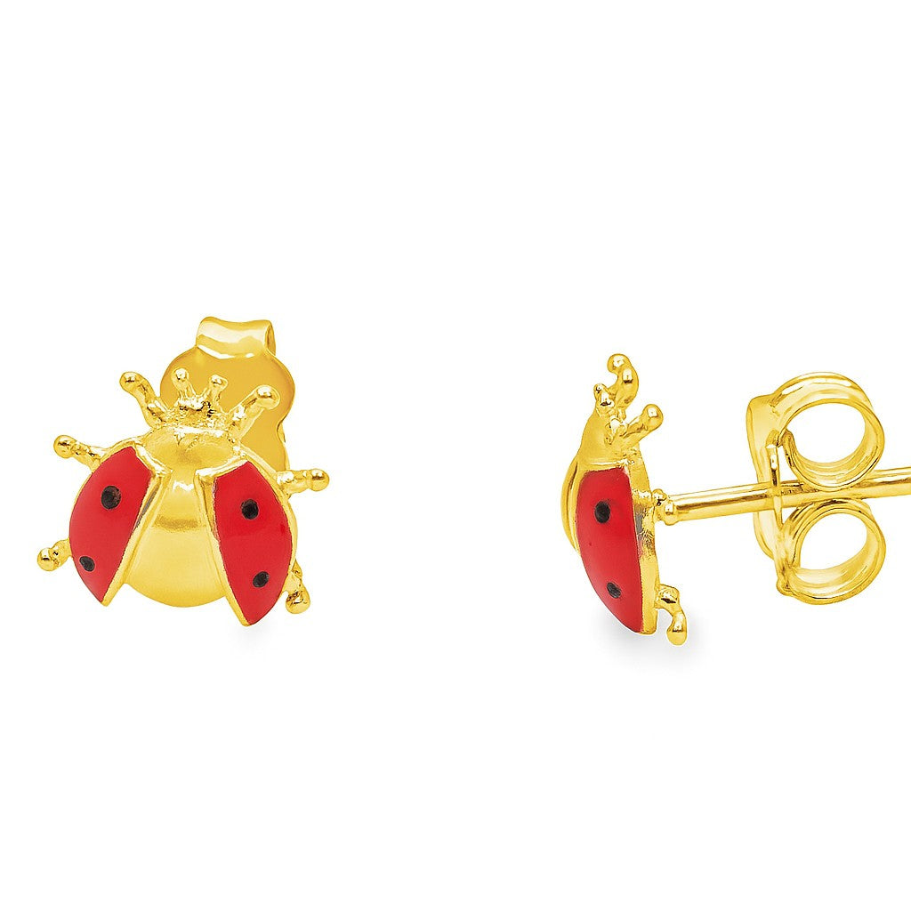 Ladybug Red Enamel Earrings