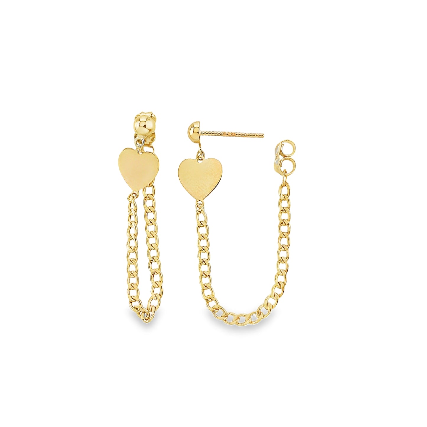 Heart Dangling Curve Link Chain Earrings