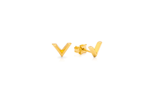 14K Gold V Shape Earrings