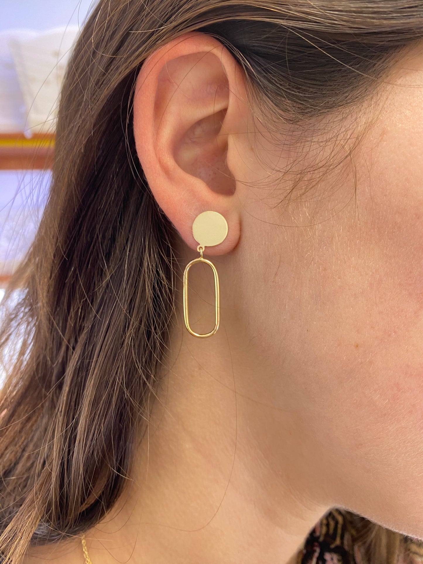 Circle Paper Clip Dangle Earrings